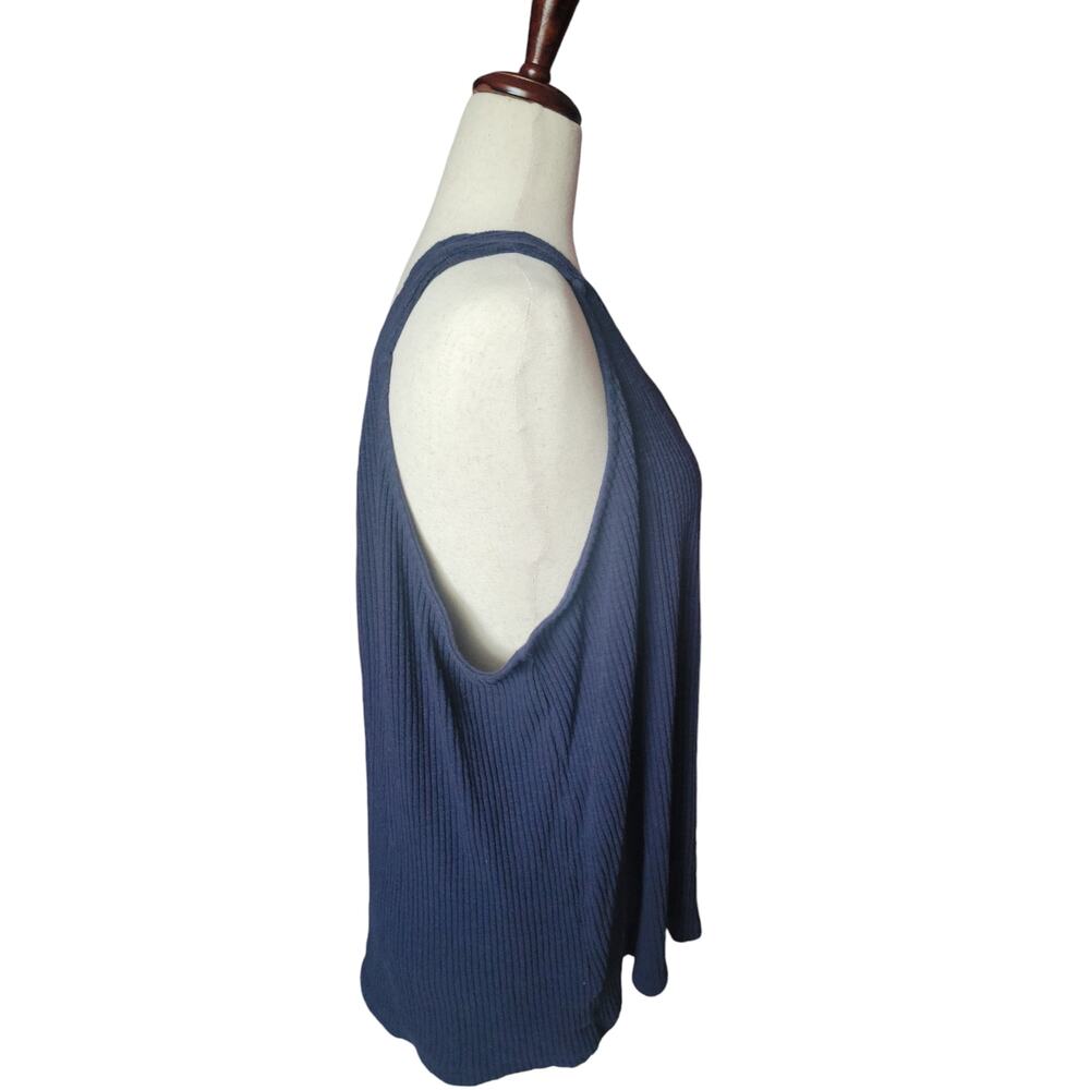 Ava & Viv plus size 3XL navy blue button‎ down casual tank top - Picture 5 of 6